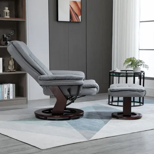 Luxurious Grey Swivel Recliner with Footrest - Comfort Meets Style