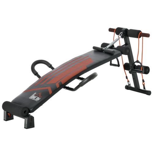 HOMCOM Adjustable Sit-Up Bench with Comfort Headrest & Resistance Ropes