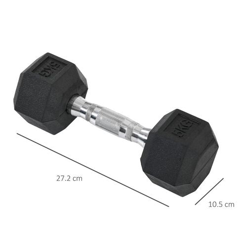 Hexagonal Rubber Dumbbells Set: 2x5kg for Ultimate Home Workout Excellence