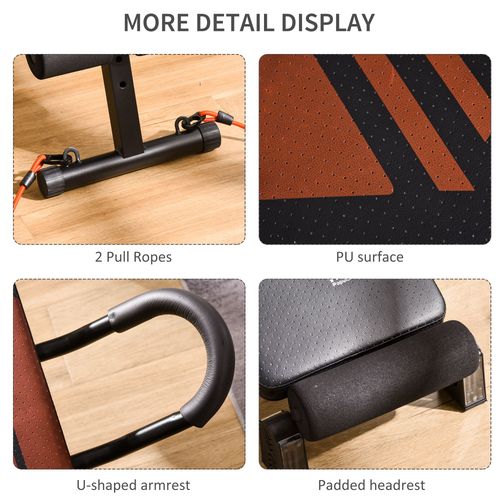 HOMCOM Adjustable Sit-Up Bench with Comfort Headrest & Resistance Ropes