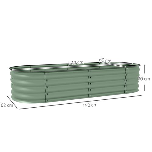 Outsunny Galvanised Raised Garden Bed Planter Box with Safety Edging, Green