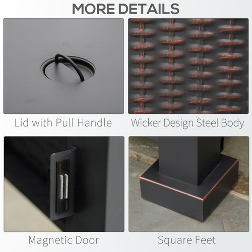 Outdoor Propane Gas Fire Pit Table Wind Screen & Glass Beads, Black Outsunny