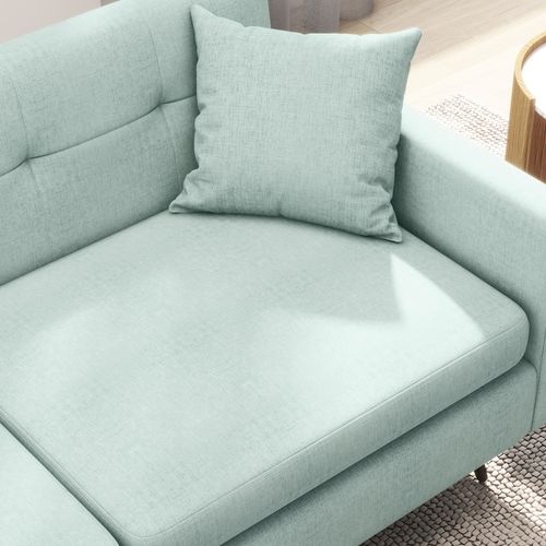 Modern HOMCOM 2-Seater Sofa: Stylish Fabric Couch with Wood Legs & Cushions