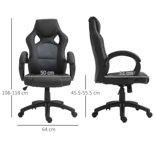Vinsetto Executive Racing Swivel Chair - Ergonomic PU Leather for Office & Gaming