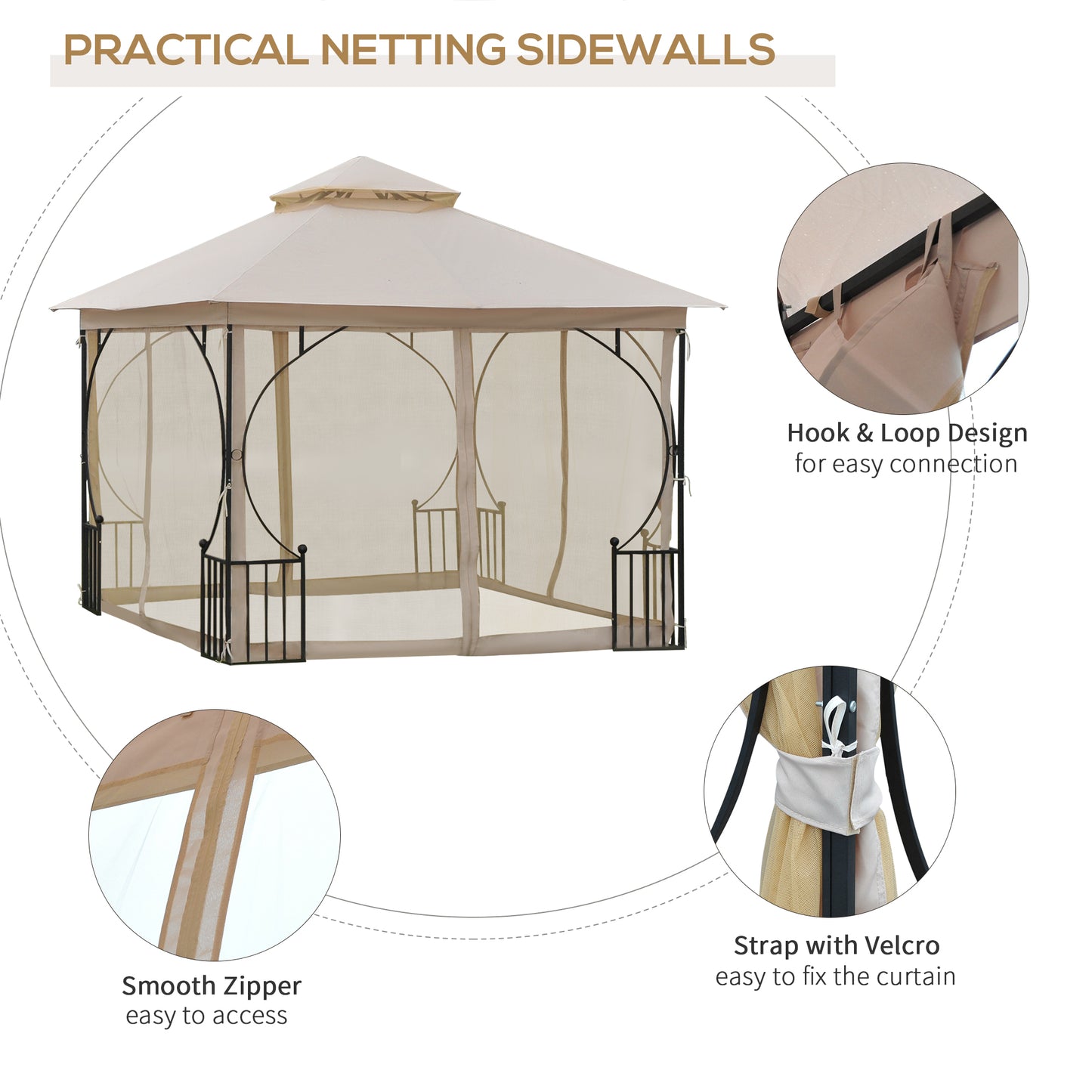 Stylish 3x3m Metal Gazebo: Waterproof, UV-Resistant & Perfect for Gatherings