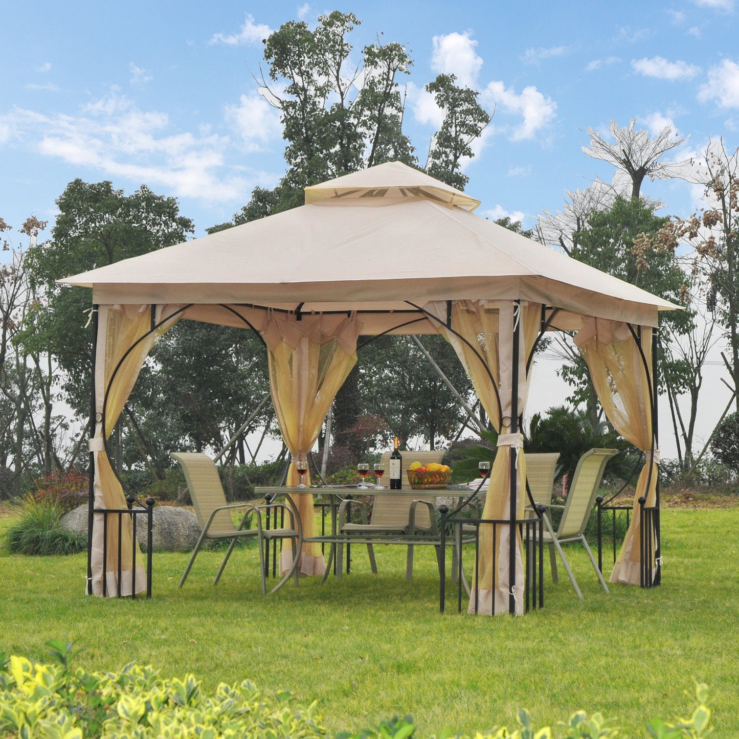 Stylish 3x3m Metal Gazebo: Waterproof, UV-Resistant & Perfect for Gatherings