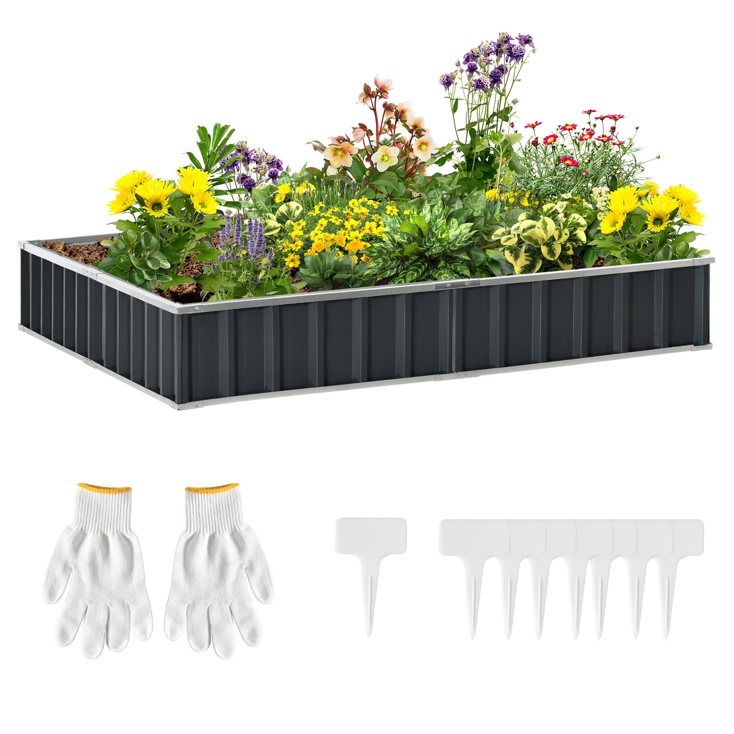 Metal Raised Garden Bed Steel Planter Box A Pairs of Glove 258cmx90cm