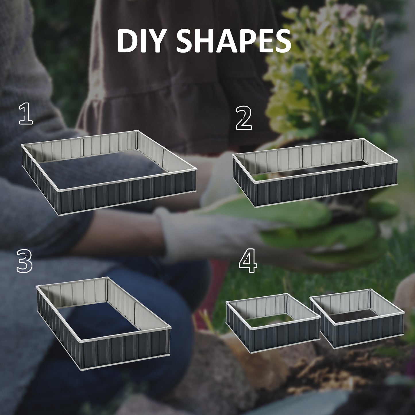 Metal Raised Garden Bed Steel Planter Box A Pairs of Glove 258cmx90cm