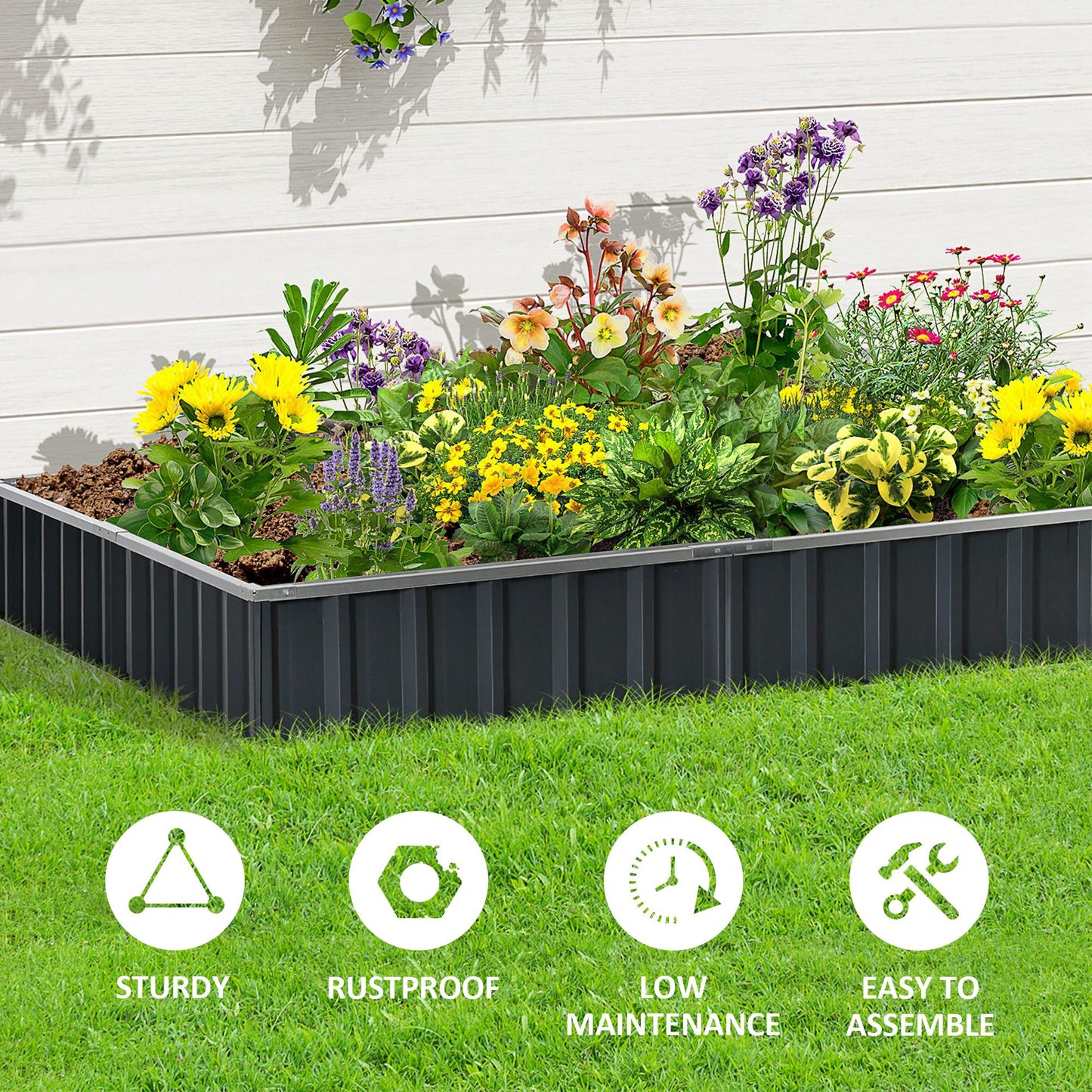 Metal Raised Garden Bed Steel Planter Box A Pairs of Glove 258cmx90cm