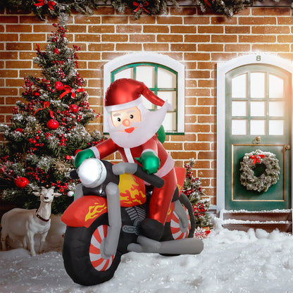 Outsunny 5.6FT Christmas Blow Up Santa Claus Riding Motorcycle w/ LED Lights
