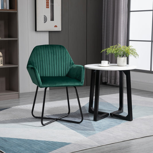 Velvet Luxe Accent Chair - Modern Lounge Armchair with Metal Base in Green