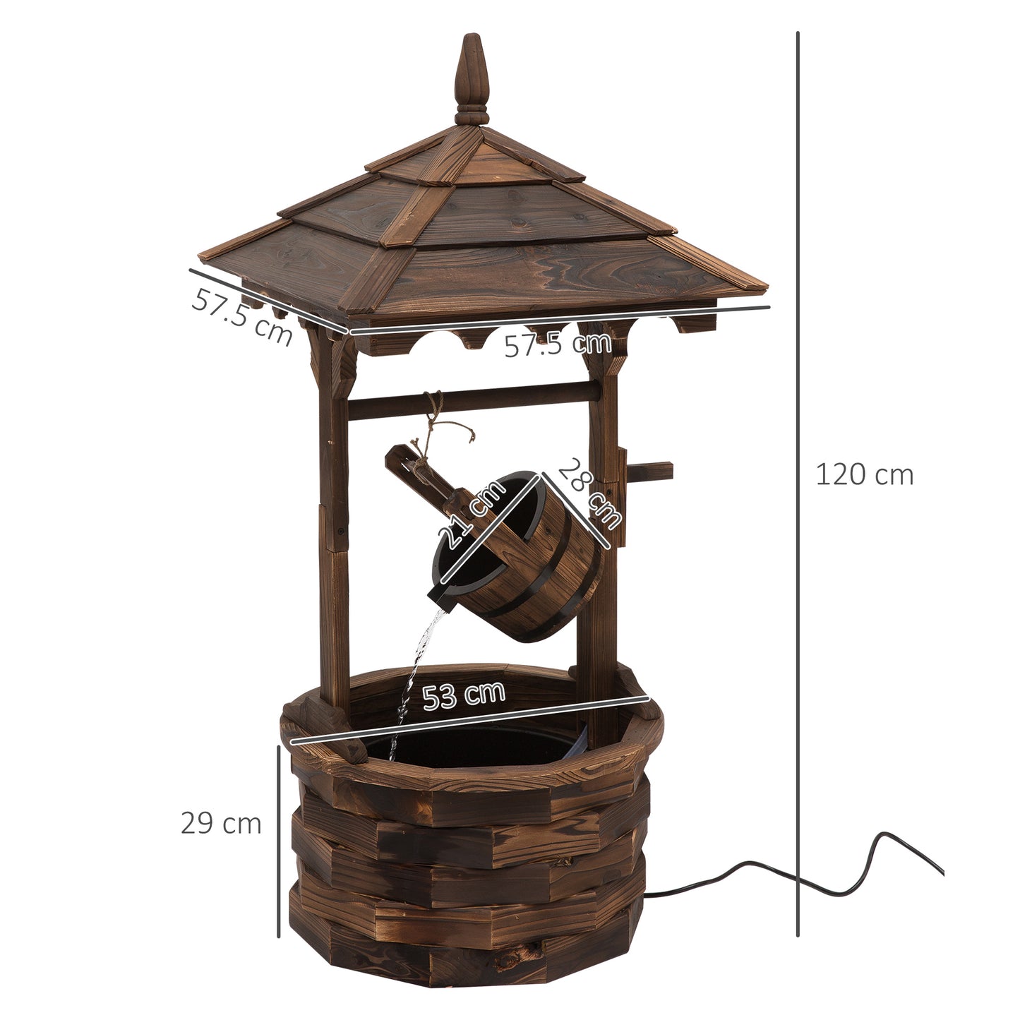 Enchanting Fir Wood Wishing Well Fountain for Stunning Garden Decor