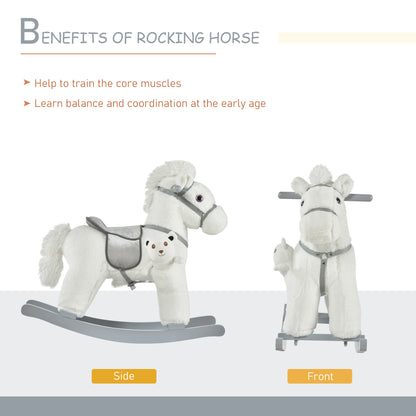 Delightful Plush Rocking Horse for Toddlers with Sound & Cuddly Bear Pocket