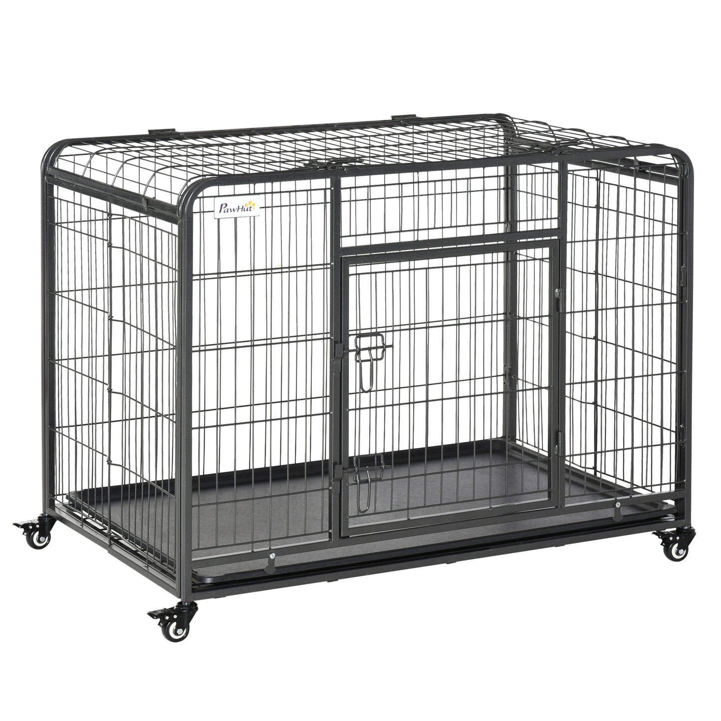 Portable 78x109cm Metal Dog Cage with Locking Wheels - Secure & Spacious Kennel