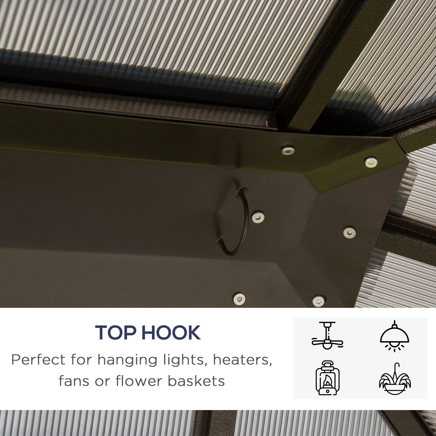 Elegant 3.6x3m Hardtop Gazebo with UV-Resistant Polycarbonate Roof - Brown