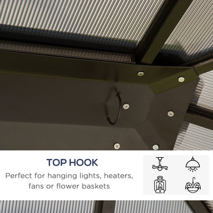 Elegant 3.6x3m Hardtop Gazebo with UV-Resistant Polycarbonate Roof - Brown