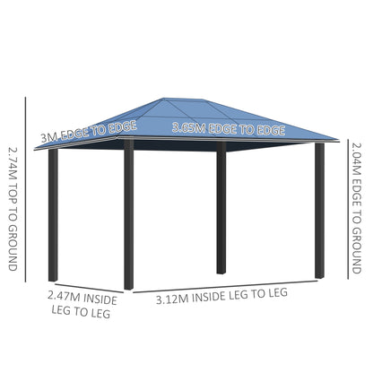 Elegant 3.6x3m Hardtop Gazebo with UV-Resistant Polycarbonate Roof - Brown