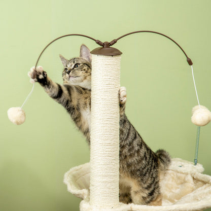 Ultimate Cat Tree with Scratching Posts, Hammock & Toys - Beige PawHut