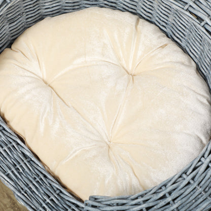Luxury Elevated Rattan Pet Bed with Plush Cushion for Ultimate Comfort