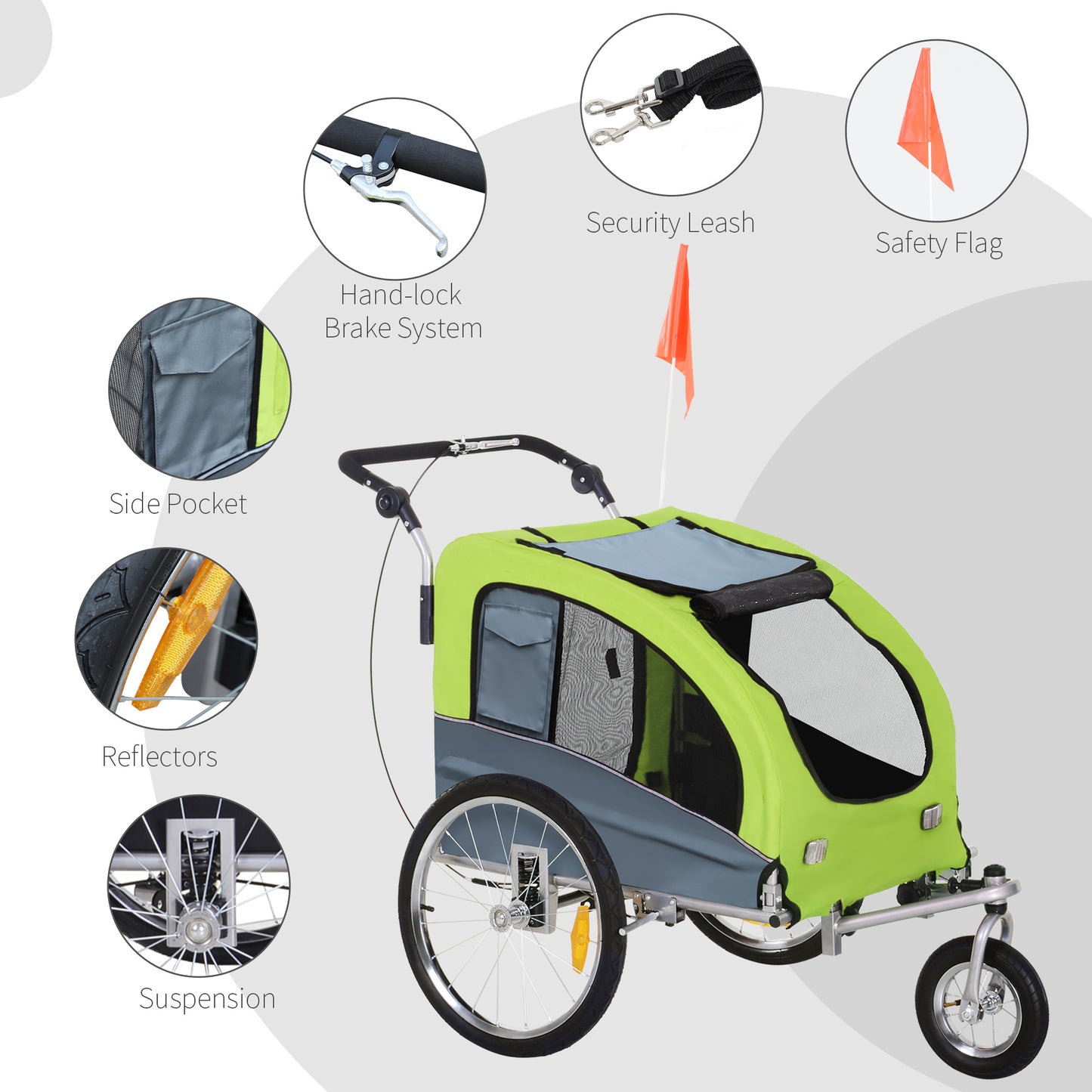 PawHut Pet Bike Trailer: Stylish 3-Wheel Water-Resistant Carrier for Small Dogs