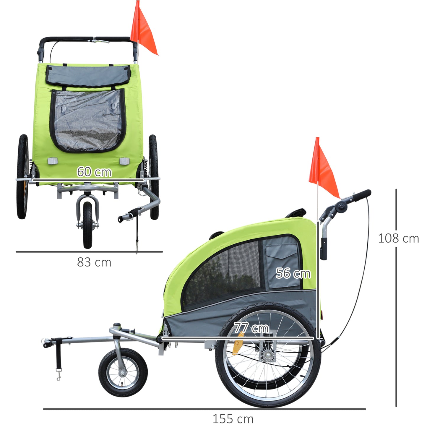 PawHut Pet Bike Trailer: Stylish 3-Wheel Water-Resistant Carrier for Small Dogs