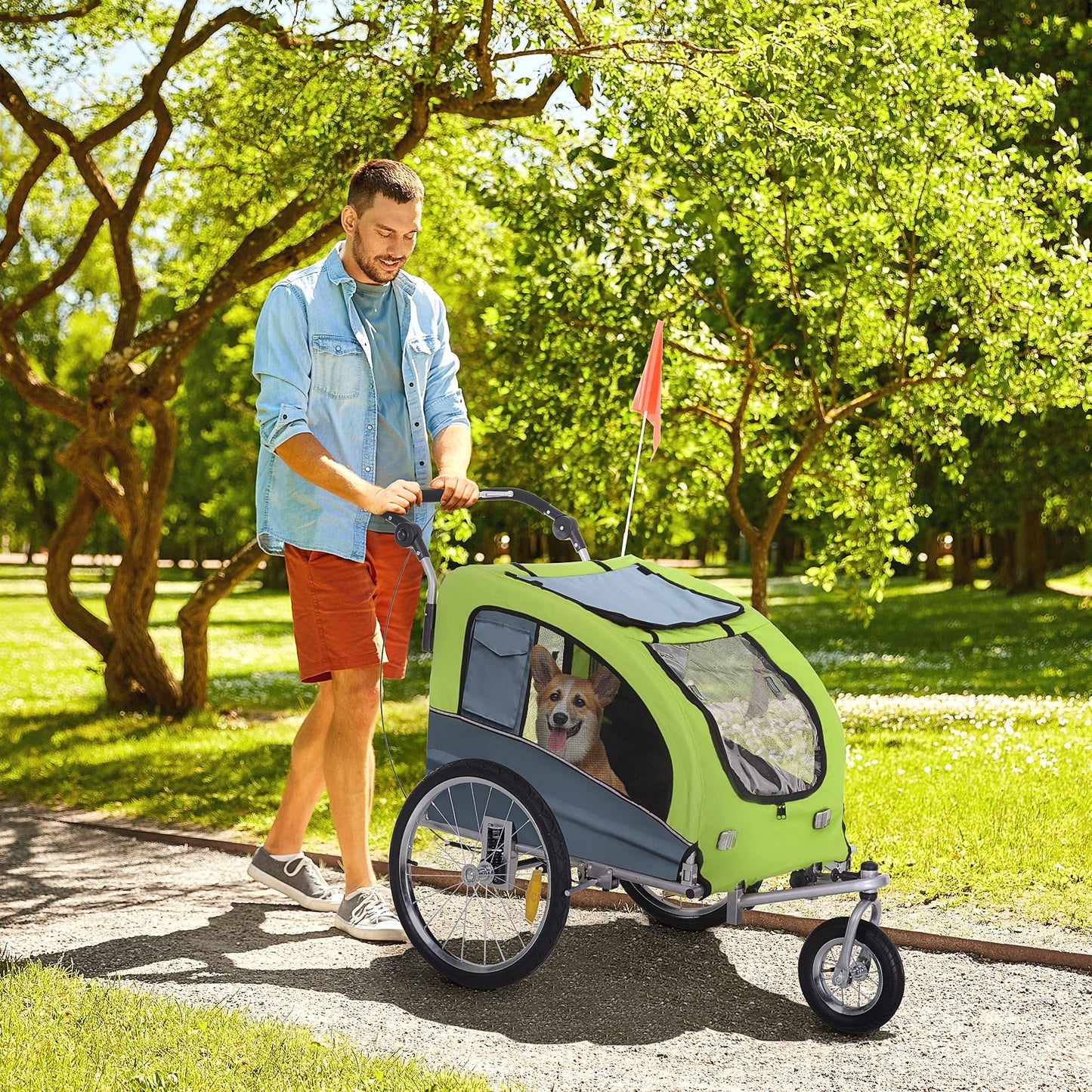 PawHut Pet Bike Trailer: Stylish 3-Wheel Water-Resistant Carrier for Small Dogs