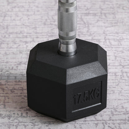 17.5KG Hex Rubber Dumbbell - Portable Strength for Home & Outdoor Workouts