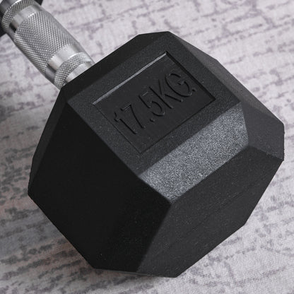 17.5KG Hex Rubber Dumbbell - Portable Strength for Home & Outdoor Workouts