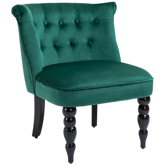 Elegant HOMCOM Velvet Wingback Accent Chair with Supportive Rubber Wood Legs