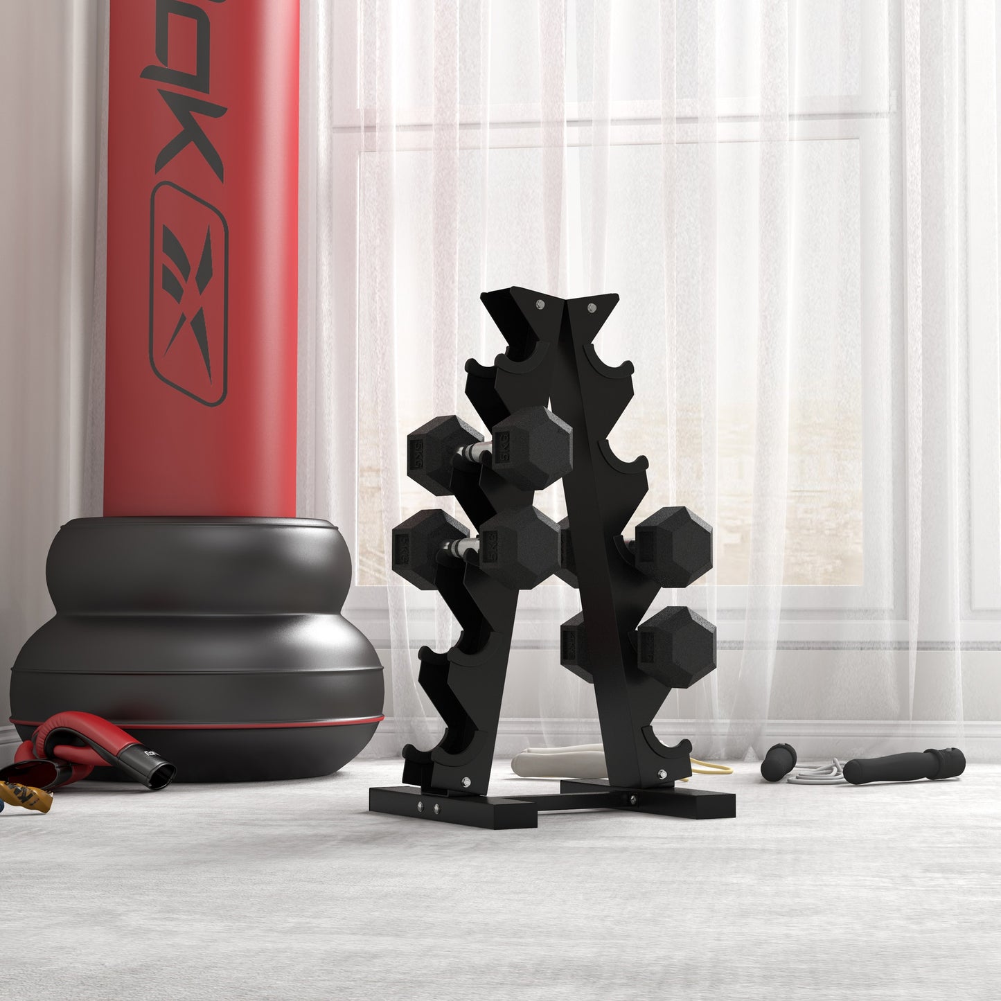 Hexagonal Rubber Dumbbells Set: 2x5kg for Ultimate Home Workout Excellence