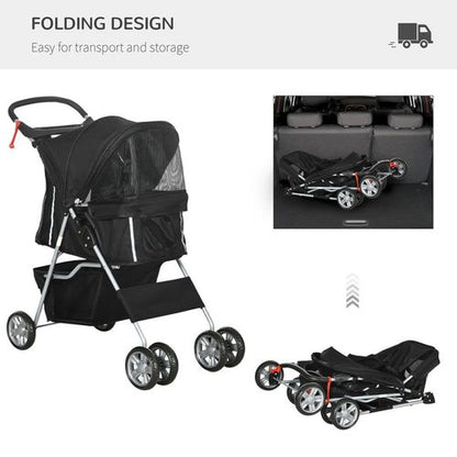 Deluxe Foldable Pet Stroller – Comfort & Style for Dogs and Cats on the Go!