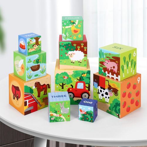 Colorful SOKA Farm Stacking Cubes – Build, Nest & Learn!