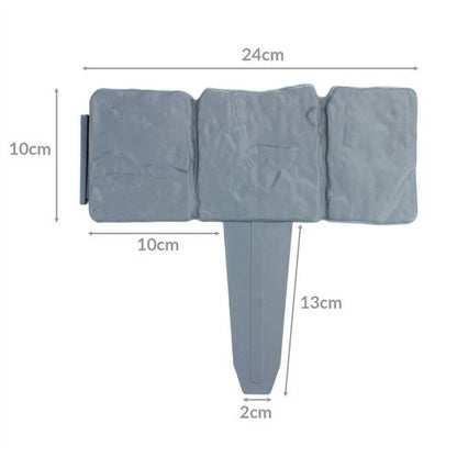 Elegant Grey Stone Effect Lawn Edging - 5M Set of 20 | Pukkr