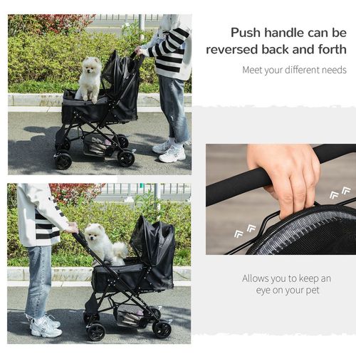 PawHut Foldable Dog Stroller with Reversible Handle - Travel in Style!