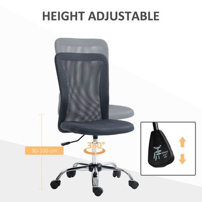 Vinsetto Armless Mesh Office Chair - Height Adjustable, Dark Grey Comfort