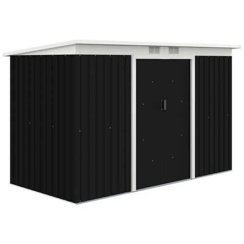 Outsunny 9x4 FT Galvanized Metal Garden Storage Shed with Double Doors
