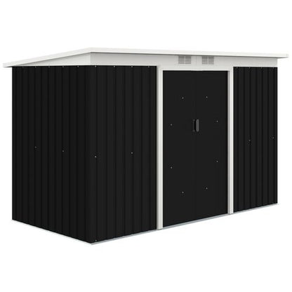 Outsunny 9x4 FT Galvanized Metal Garden Storage Shed with Double Doors
