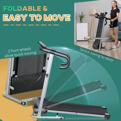 Space-Saving 1.25HP Folding Electric Treadmill - Home Fitness Revolution!