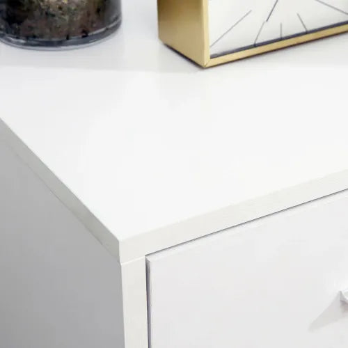 Versatile White Freestanding Storage Cabinet with Drawers & Wheels for Home/Office