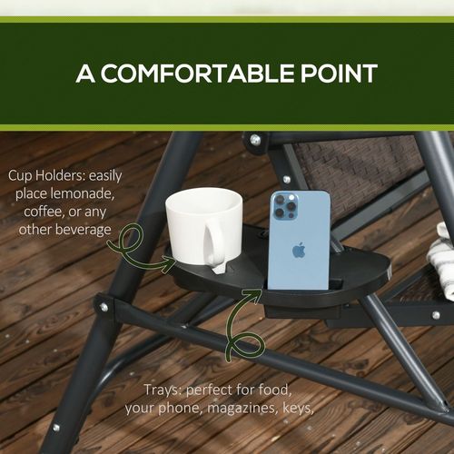 Outsunny Adjustable Canopy 3-Seater Rattan Garden Swing Seat Bench