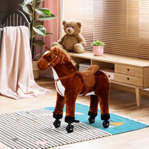 Galloping Plush Pony Ride-On: Interactive Horse Toy with Sounds & Wheels