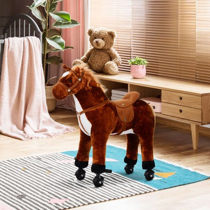 Galloping Plush Pony Ride-On: Interactive Horse Toy with Sounds & Wheels