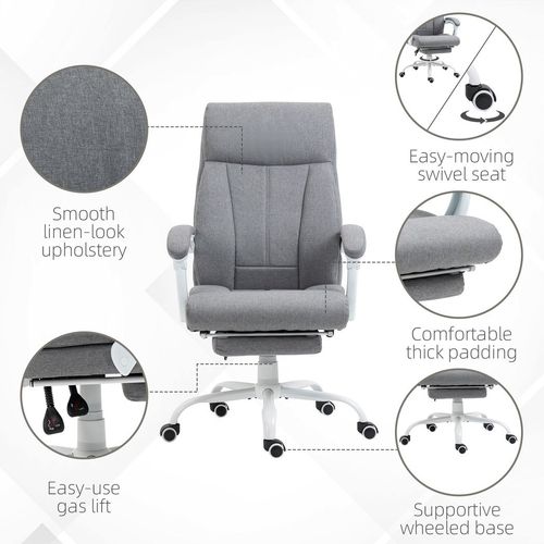 Vinsetto Grey Fabric Office Chair with Armrest, Footrest, and Wheels
