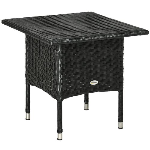 Durable PE Rattan Outdoor Coffee Table for Patio & Garden - Sleek Black Design
