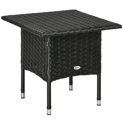 Durable PE Rattan Outdoor Coffee Table for Patio & Garden - Sleek Black Design