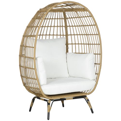 Outsunny Egg Chair: Cozy Khaki Rattan Relaxation Haven for Your Garden
