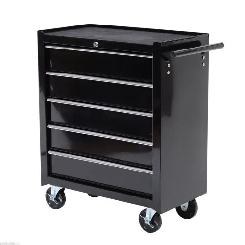 Ultimate Lockable Steel Tool Storage Cabinet with Wheels - 5 Spacious Drawers