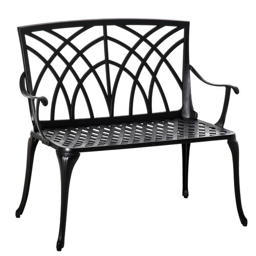 Outsunny Ergonomic 2-Seater Cast Aluminium Garden Loveseat with Stylish Armrests
