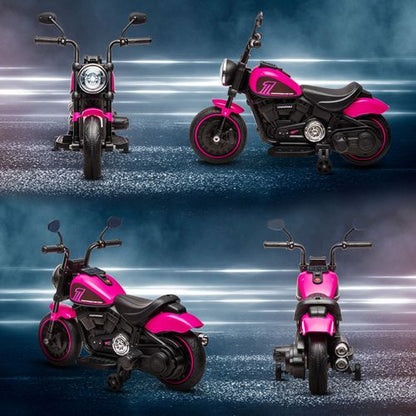 Pink 6V Electric Motorbike for Toddlers with Training Wheels & Headlight
