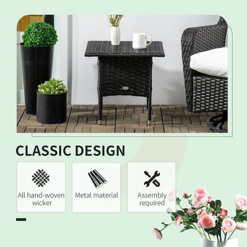 Durable PE Rattan Outdoor Coffee Table for Patio & Garden - Sleek Black Design